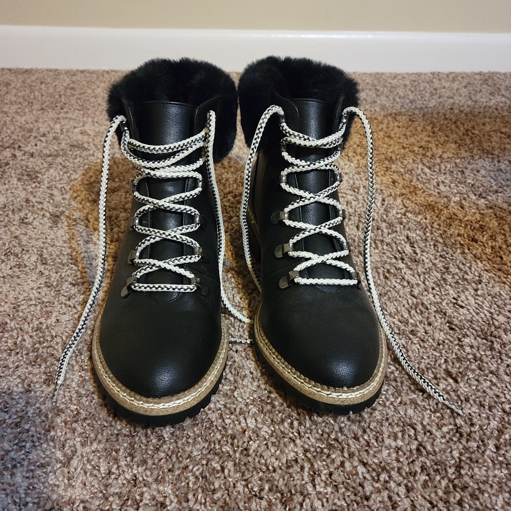 Express Fur trimmed combat boots
